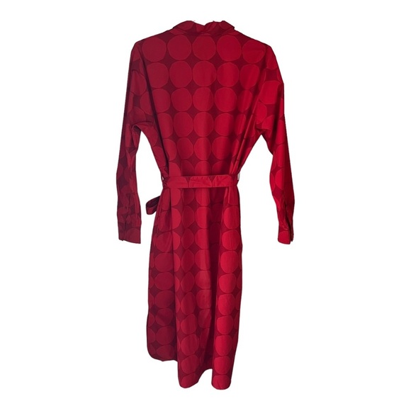 Merimekko x Uniqlo collab red art to wear long sleeve belted dress - Picture 3 of 5